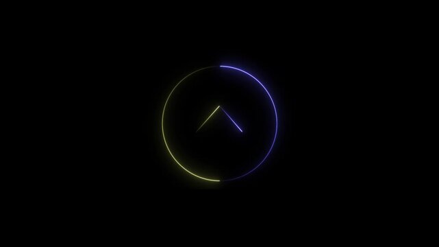 Arrow with circle icon in neon animation.
