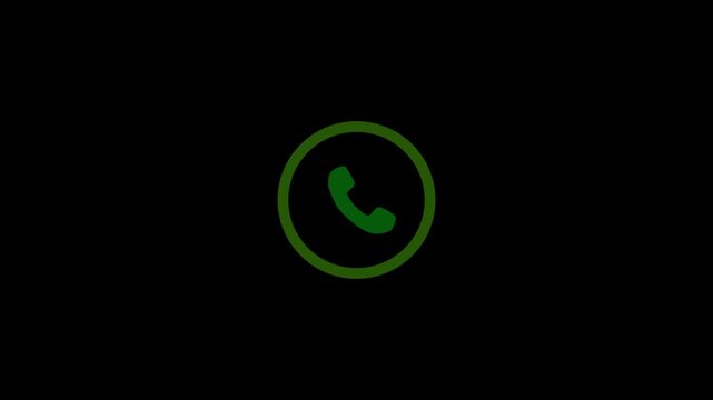 Incoming call ring icon background on black screen animation 