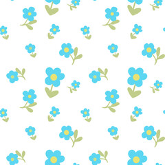 Mint Blue Seamless Flower Pattern – Soft Elegant Floral Design
