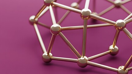 Abstract Golden Molecular Structure Network Connection