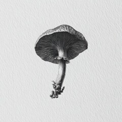Elegant antique mushroom illustration on textured paper artistic botanical nature study  old style flora detailed graphic organic single natural