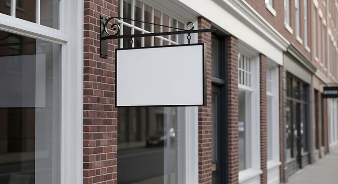 Blank Sign Mockup on Brick Building Facade for Business Advertising Display