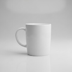Clean White Coffee Mug Mockup on Soft White Background for Brand Presentation or Advertisement, Ready for Your Design