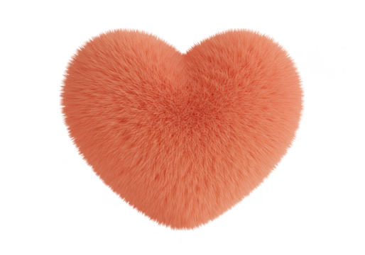 A soft fluffy pink heart shape is isolated on transparent background - Powered by Adobe