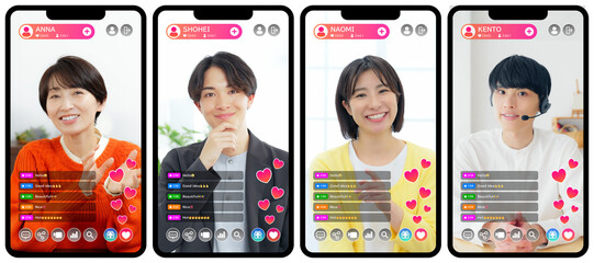 ライバーのライブ配信のスマホアプリ画面インターフェース