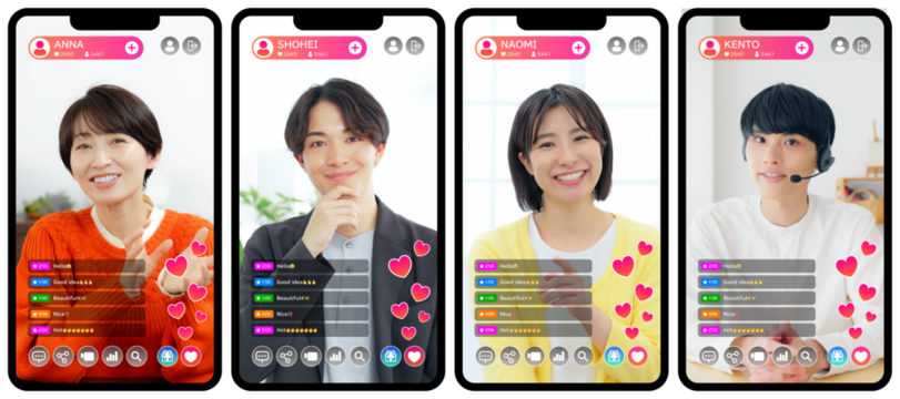 ライバーのライブ配信のスマホアプリ画面インターフェース