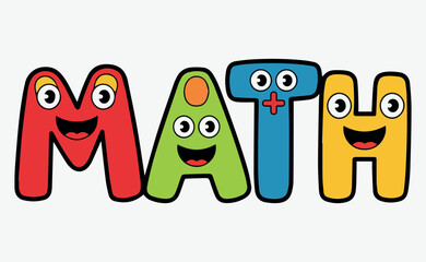 Cute math letters learning education mathematics studying numbers for kids design