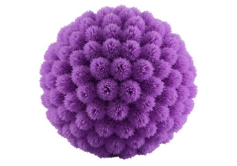 A vibrant purple sphere with a fluffy texture is isolated on transparent background, showcasing a unique 3d render design