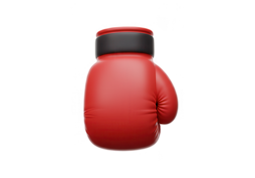 A single red boxing glove is isolated on transparent background, ready for a powerful punch