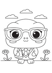 Fototapeta premium Coloring book frog professor with glasses and coat.