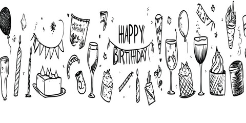 Obraz premium Doodle Birthday Party Elements