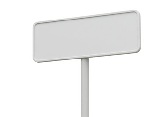 A blank white sign on a post isolated on transparent background