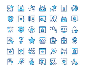 Stars icons. Vector line icon set. Modern outline design. Blue concept