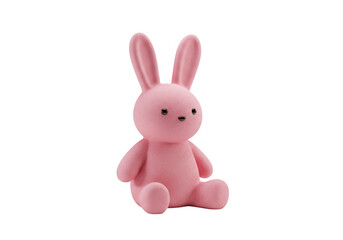 Obraz premium A cute pink plush bunny rabbit toy sits isolated on transparent background