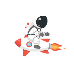 Adorable Astronaut on Rocket Ship Space Adventure Illustration