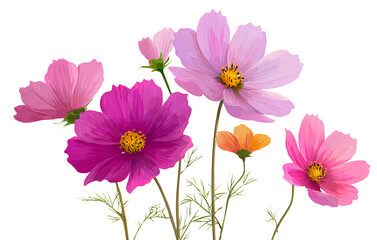 Cosmos flower, transparent background PNG clipart cutout