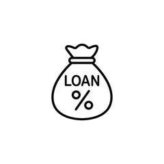 Simple loan bag icon, depicting finance and banking concepts.