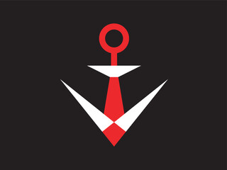 Minimalist Geometric Anchor with Triangular Flukes Nautical Symbol on Black Background © JihanFahri