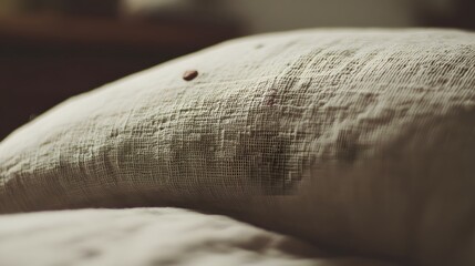 Fototapeta premium Closeup Beige Textured Pillow Fabric Detail Shot