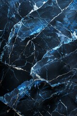 black marble pattern with bold blue veins, sleek surface, plain background, minimalist style, dramatic studio lighting, rich tones, rule of thirds with pattern on right