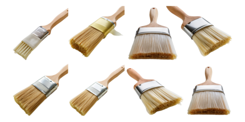 Set of wide natural bristle brushes with wooden handles, perfect for basting, pastry, or grilling tasks in the kitchen.