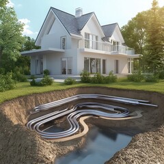 Geothermal energy solutions renewable earth-powered energy heating cooling systems sustainable energy resource low emissions carbon neutral eco-friendly infrastructure