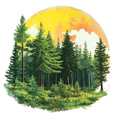 Forest-based carbon offsetting initiative planting trees, tracking sequestration rates, managing forest health, restoring land, and verifying credits to offset global emissions