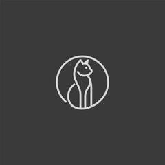 Cat logo in simple and minimalist line art style.