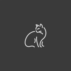 Cat logo in simple and minimalist line art style.
