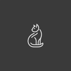 Cat logo in simple and minimalist line art style.