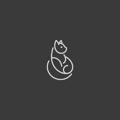 Cat logo in simple and minimalist line art style.