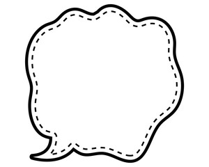 シンプルな点線付き吹き出し　柔らかい線の雲形