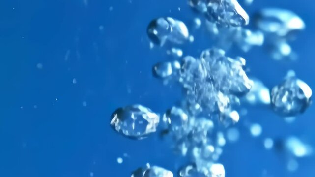 Time-Lapse of Crystalline Particles Precipitating in Blue Liquid