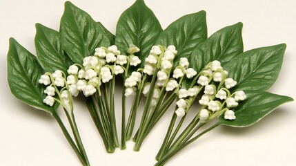 Obraz premium Elegant Lily of the Valley Bouquet Green Leaves White Flowers
