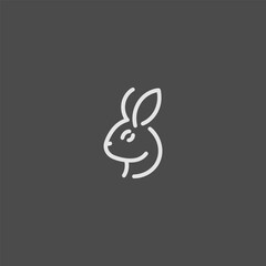 Obraz premium Rabbit logo in smooth and simple line art illustration.