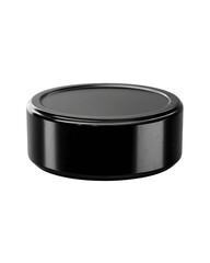 Glossy Black Cylindrical Object on Transparent Background, PNG