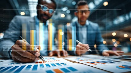 Business Professionals Analyzing Financial Graphs Together