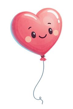 Cute cartoon heart balloon, 3D render, isolated, AI generated