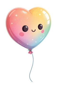 Cute cartoon heart balloon, 3D render, isolated, AI generated