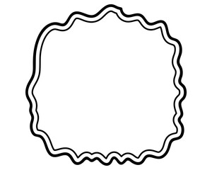 シンプルな二重線の吹き出し　柔らかい線の雲形