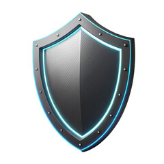 3D render of a VPN shield tech icon displayed on a transparent background with high detail quality