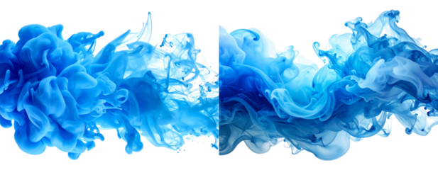 Set of Geometric Abstract Blue Shapes with Gradient Layers, Transparent Background”