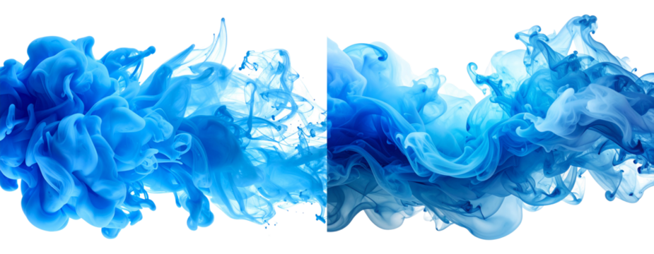 Set of Geometric Abstract Blue Shapes with Gradient Layers, Transparent Background”