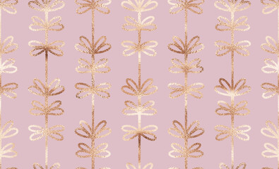 Elegant art deco floral seamless pattern with gold leaves tiles.