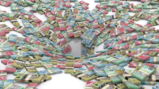 Australian dollars money down the drain, HD footage.