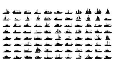 Extensive Collection of Ship and Boat Silhouettes