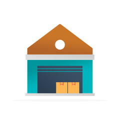 warehouse icon, colored flat vector. modern and minimalist design