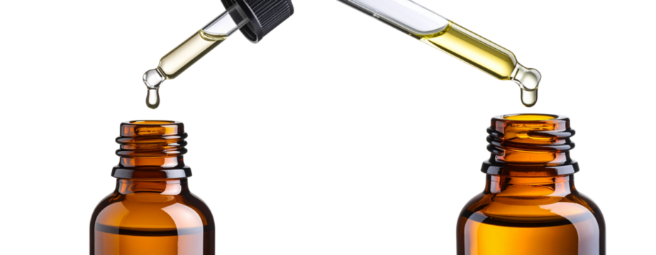 Set of“Side Angle of Essential Oil Dropper Dispensing Liquid, Isolated PNG