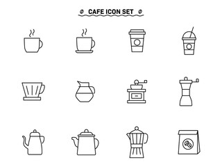 Coffee and Cafe Icon Set in Line Style Illustration