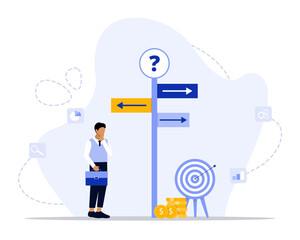 Business decisions concept illustration. Suitable for landing page, ui, web, App intro card, editorial, flyer, and banner.